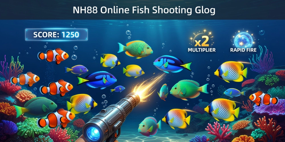 Hình minh họa giao diện bắn cá xèng nh88 với cá đa dạng và hiệu ứng sống động
