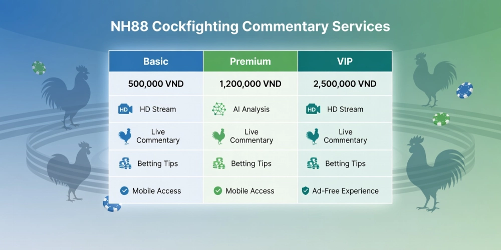 Bảng giá dịch vụ đá gà bình luận viên nh88 cập nhật mới nhất năm 2025