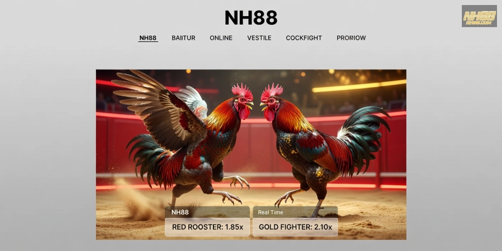 Minh họa giao diện đá gà trực tuyến nh88 uy tín với livestream HD sắc nét