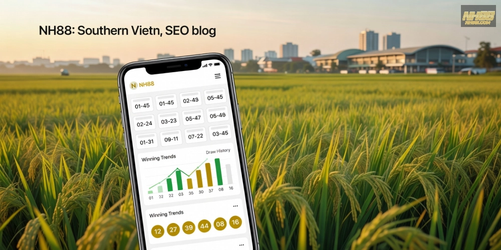 Hình minh họa khái niệm xổ số miền nam nh88 với các yếu tố trực tuyến hiện đại và minh bạch