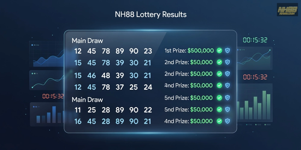 Hình minh họa khái niệm kết quả xổ số nh88 với các con số và biểu đồ minh bạch