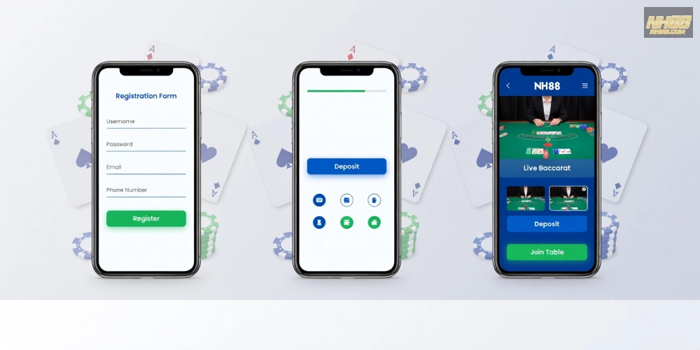 Hướng dẫn từng bước đăng ký và chơi baccarat live casino nh88 trên nền tảng NH88