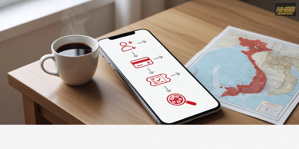 Hình hướng dẫn từng bước đăng ký và sử dụng xổ số miền trung nh88 an toàn.