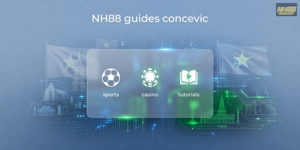Minh họa khái niệm hướng dẫn nh88 qua hình ảnh nền tảng cá cược trực tuyến an toàn