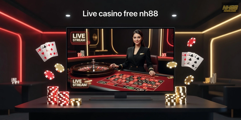Khái niệm live casino free nh88 được minh họa qua giao diện sòng bạc trực tuyến sống động