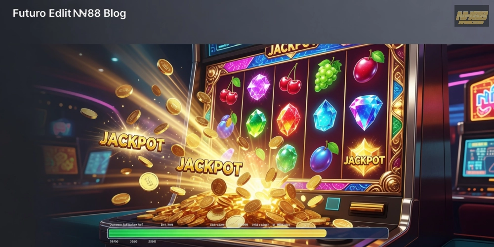 Hình minh họa khái niệm nổ hũ nh88 với jackpot bùng nổ trên giao diện game