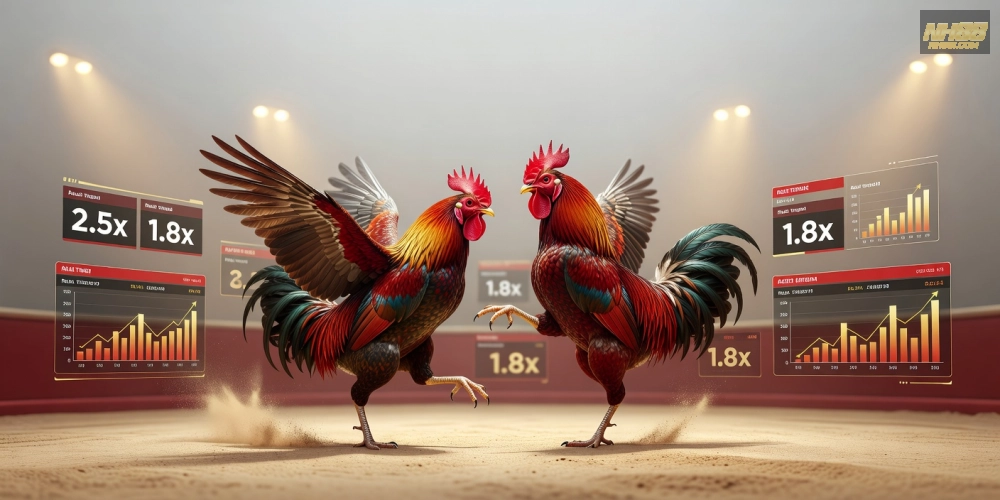 Trường gà Philippines với các chiến kê mạnh mẽ trên nền tảng nh88, minh họa không khí thi đấu sôi động